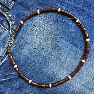 Kokosnuss Halskette - Surfer Style Halskette - Holz Halskette - Herren Perlenkette - Holz Choker - Halskette Herren - Surfer Halskette - Tribal - Boho