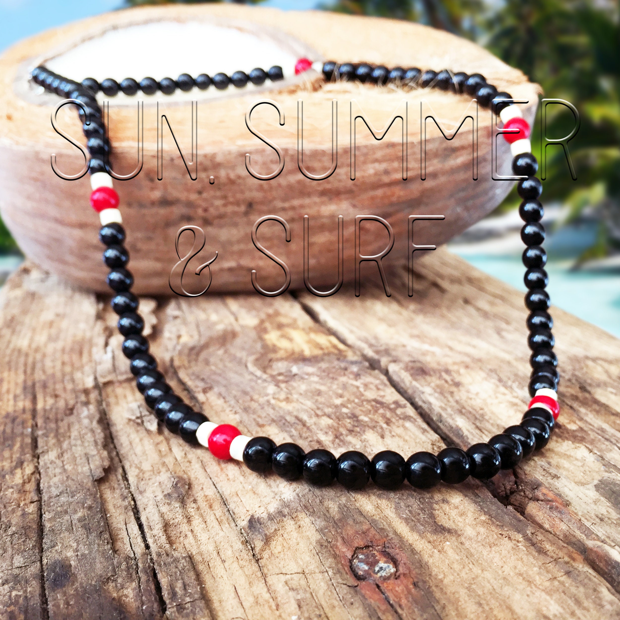 Surf Necklace Necklace for Men Surfer Style Necklace Onyx Jewelry Mens