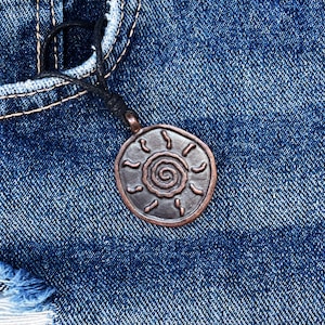 Sun Pendant for Surfers - Surfer Style Copper Sun Pendant - Sol - Soleil - Sonne - Minimalist Pendant for Men - Necklace Gift for Women