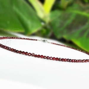 Dainty Garnet Beads Necklace - Elegant Tiny Gemstone Jewelry, Perfect Accessory for Everyday Wear, Delicate Beach Jewellery