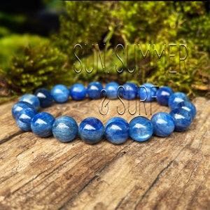 Kyanite Bracelet - Natural Blue Kyanite Bracelet - Surfer Bracelet - Grade AA Kyanite Gemstone - Balance Bracelet - Calming Bracelet