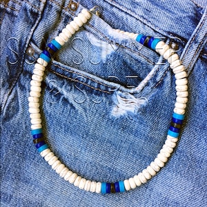 Surf Necklace - Mens Necklace - Surfer Style Necklace - Beach Jewelry - Mens Bead Choker - Beaded Collar - Turquoise Necklace - Birthstone