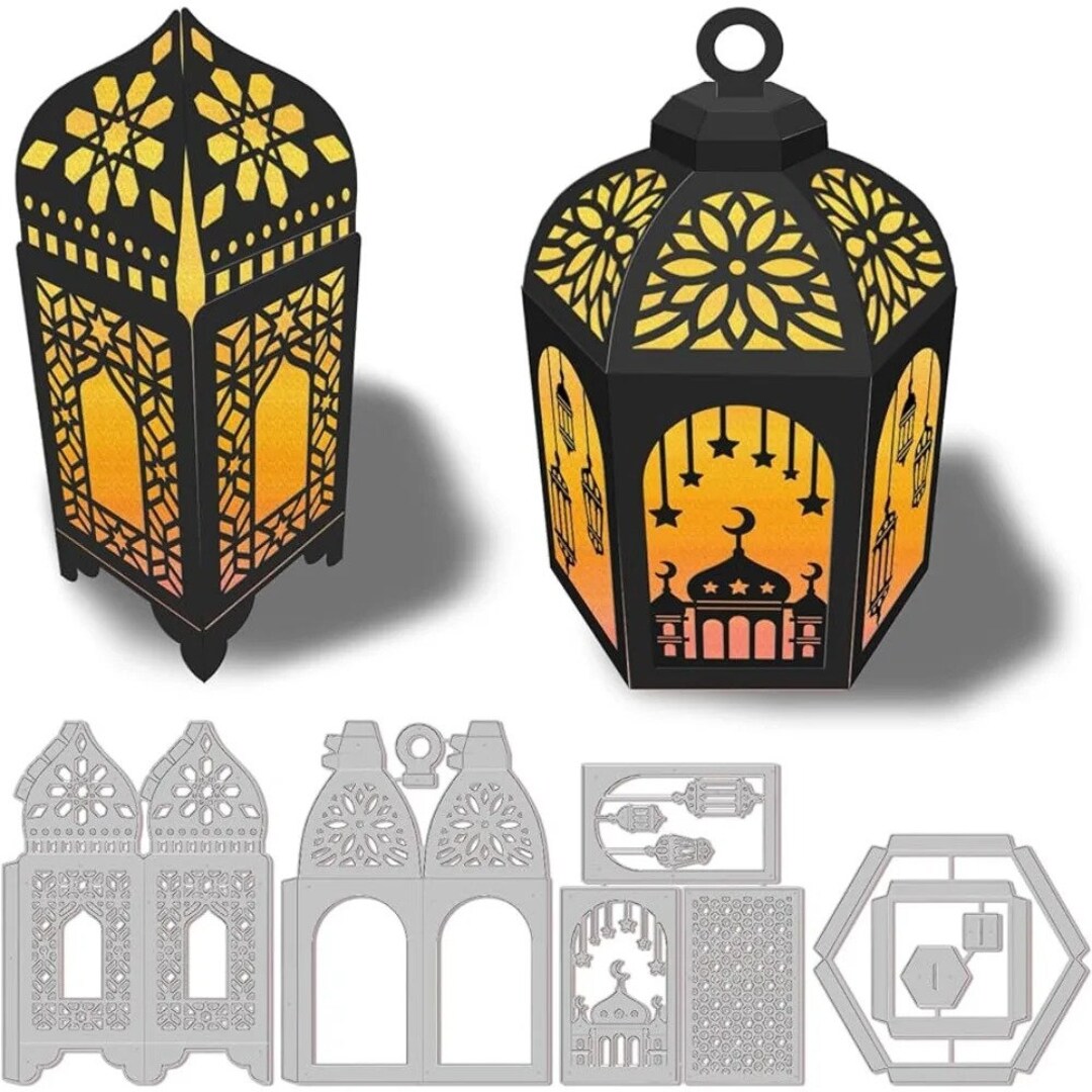 3D Lantern Cutting Dies 3D Islamic Architectural Style Lantern Carbon ...