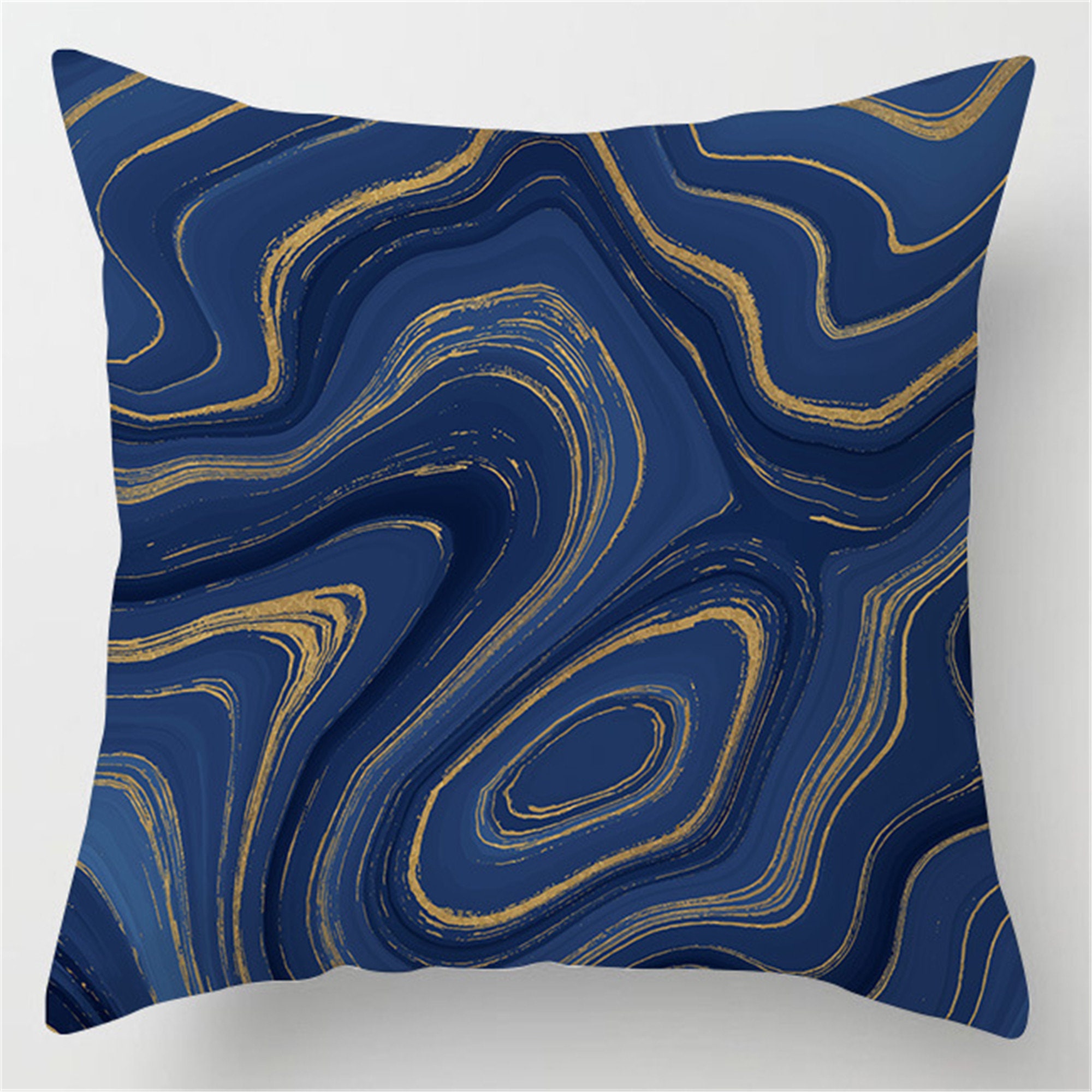 18'' Dark Blue Abstract Cushion Cover Handmade Etsy