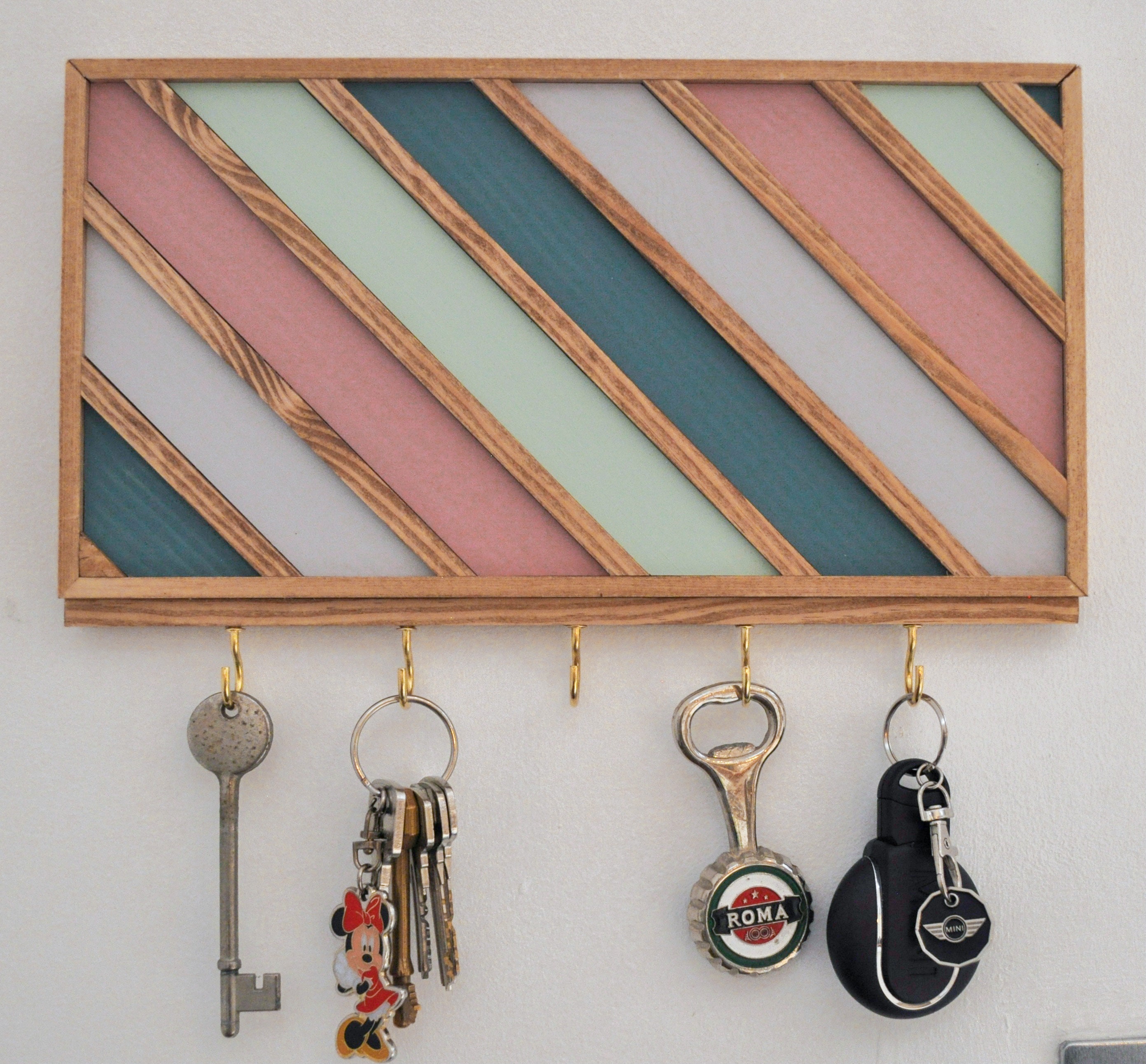 Colgador de llaves de madera con 6 ganchos, cuelga llaves de pared, soporte,  organizador de llaveros, entrada, salón