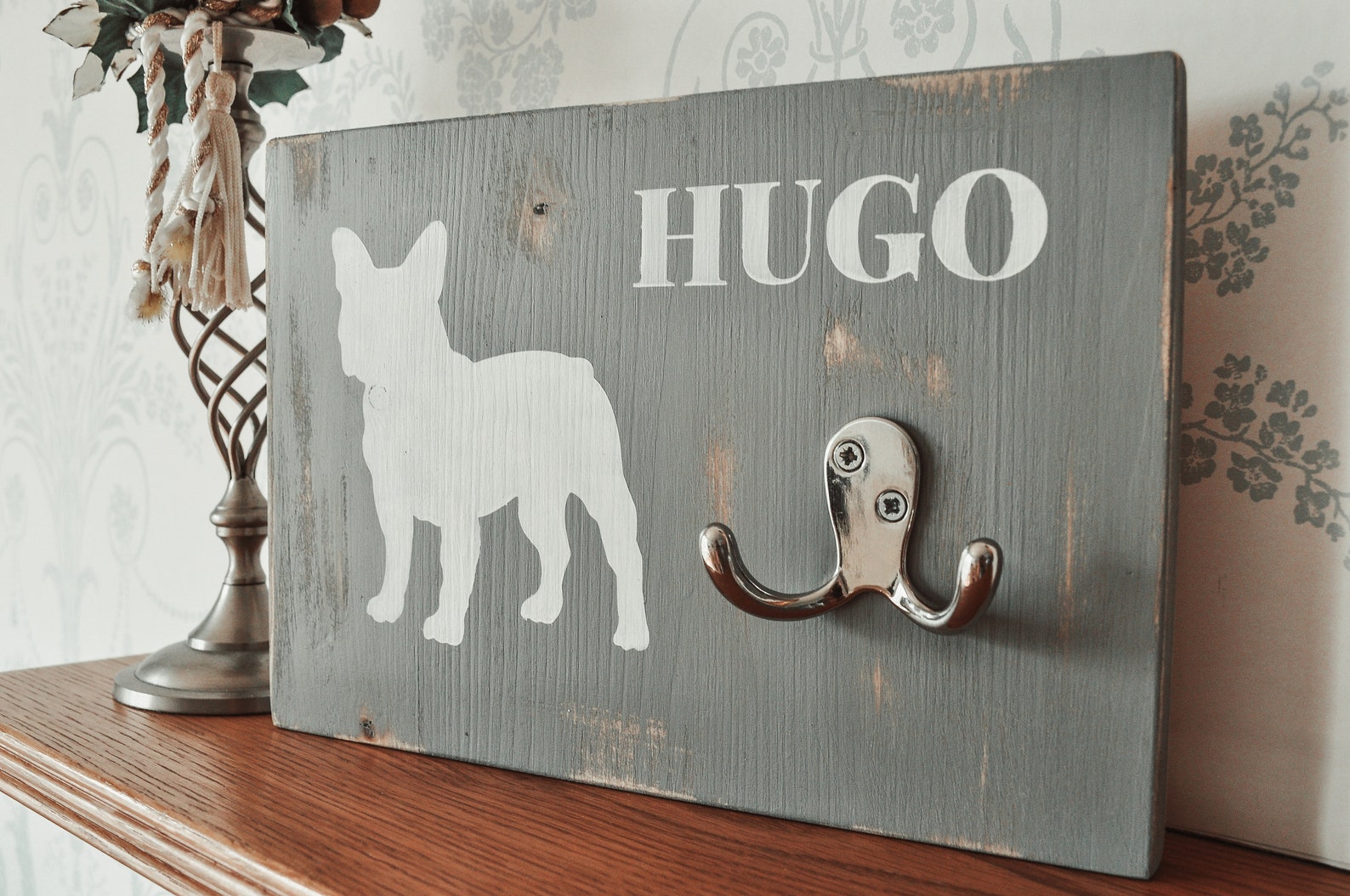 Personalised dog lead holder Custom wooden sign Dog lead hooks Etsy