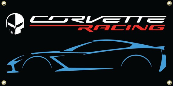 C7 Corvette Racing Light Blue Silhouette Vinyl Wall Banner Etsy