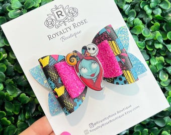 Chunky Glitter Sally Hair Bow: Nightmare Before Christmas Accessory