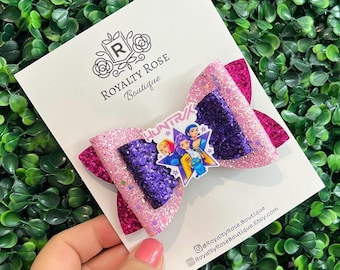 Kpop Demon Hunters Glitter Pigtail Hair Bows, Party Favor Clips, Birthday Girl Accessory