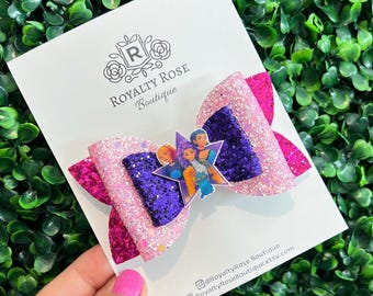 Kpop Demon Hunters Glitter Pigtail Hair Bows, Party Favor Clips, Birthday Girl Accessory