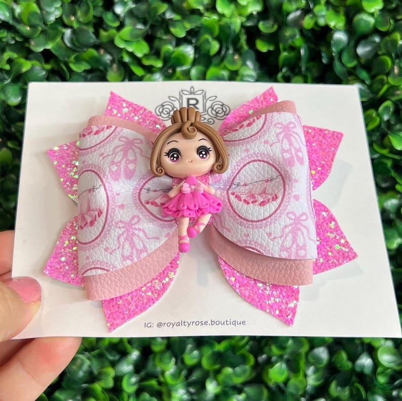 Girls Pink Glitter Bow Ballerinas