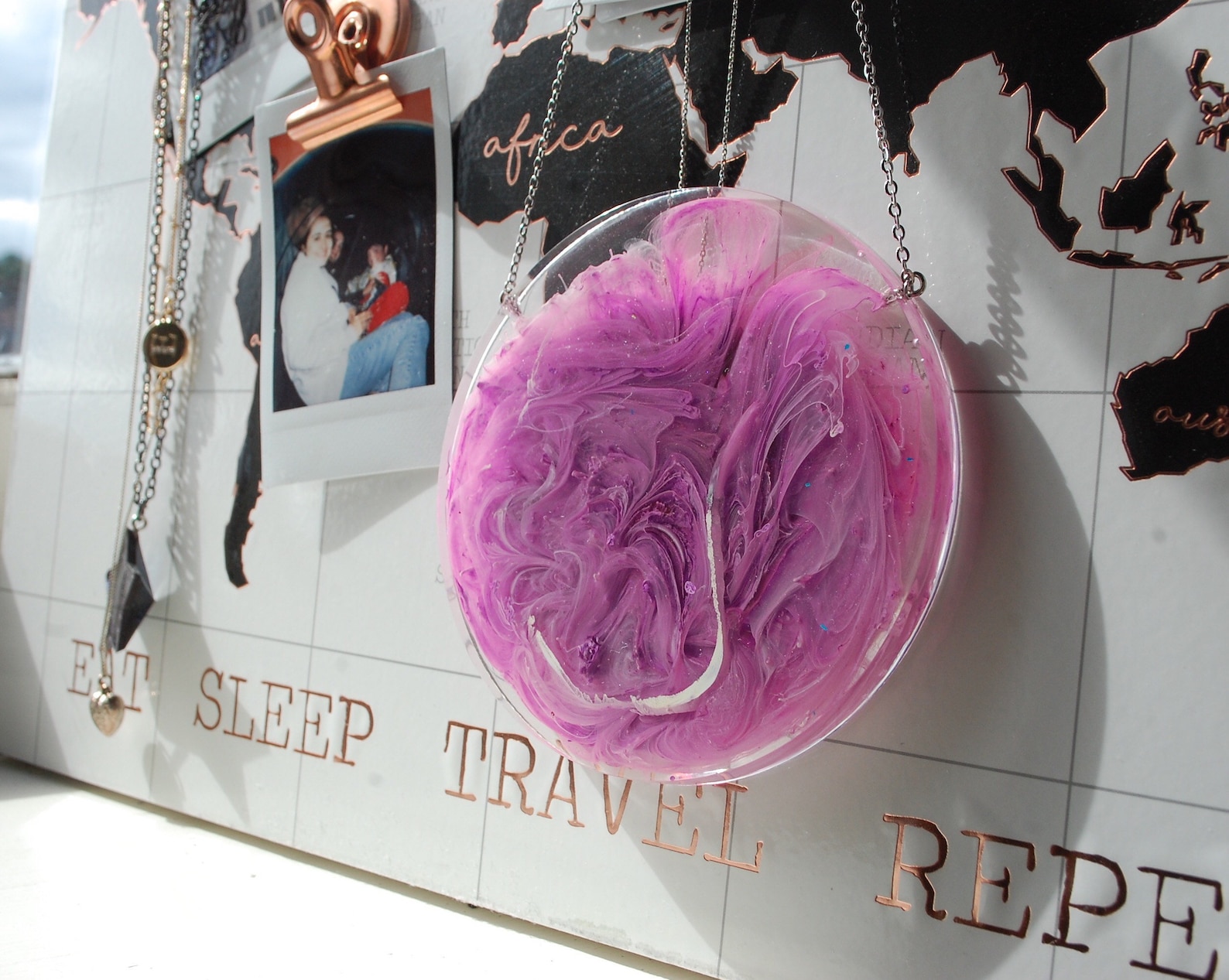 Abstract resin wall hanging in purple Etsy