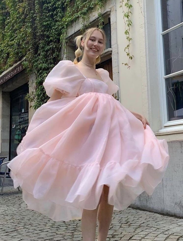 Organza Selkie Tiered Short Dress With 