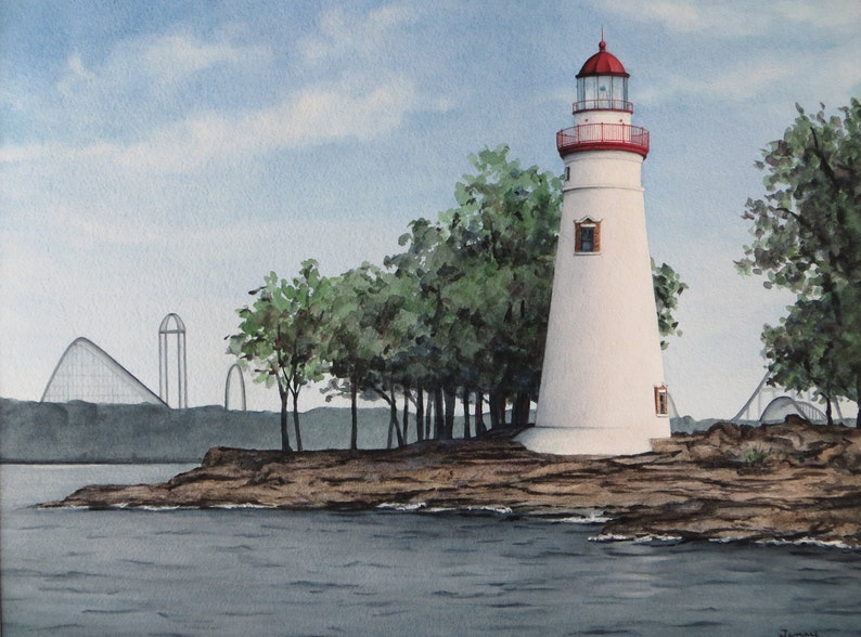 Marblehead Lighthouse Watercolor Painting Print