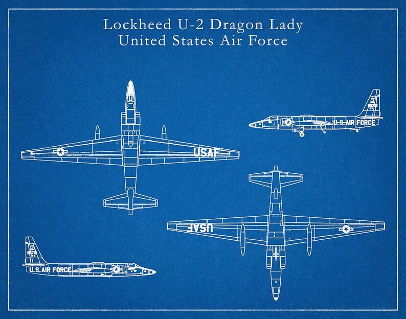 Lockheed U2 Dragon Lady Plane Blueprints Sci-Fi Retro Vintage Kraft Poster Canvas Painting Wall Sticker Home Decor Gift 2