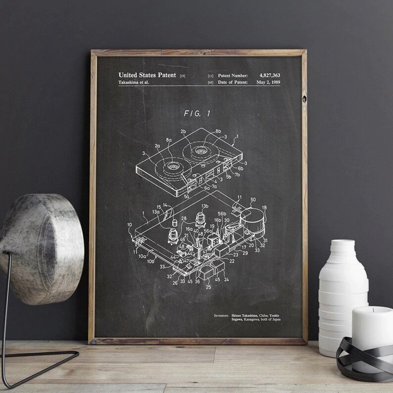Cassette Tape Retro Radio Poster Boys Room Prints Music Room Decor Vintage Blueprint Canvas Painting Gift idea Music Decorations