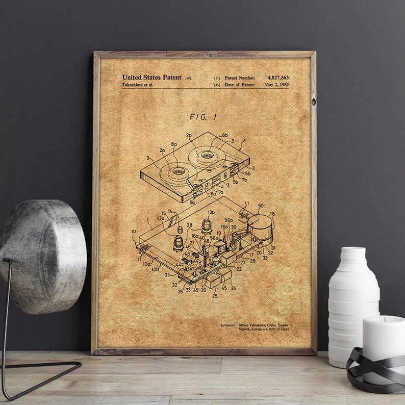 Cassette Tape Retro Radio Poster Boys Room Prints Music Room Decor Vintage Blueprint Canvas Painting Gift idea Music Decorations
