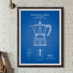 Coffee Pot Patent Posters and Prints Bialetti Moka Poster Coffee Blueprint Art Picture Canvas Painting Kitchen Wall Art Decor