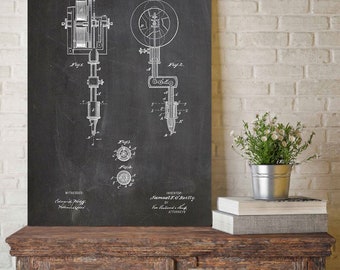 First Tattoo Machine Patent Vintage Posters And Prints Blueprint Canvas Painting Pictures For Tattoo Parlor Wall Decorations