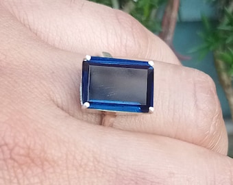 Sapphire Ring | 925 Sterling Silver Sapphire Ring| Sapphire Gemstone Ring| Silver Sapphire Ring