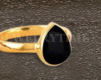 Handgjord svart onyxring: Boho statementring i 925 sterlingsilver