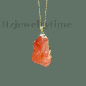 Raw Carnelian Pendant Necklace: Orange Chalcedony, Root Sacral Chakra