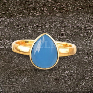 Handmade Blue Chalcedony Ring: 925 Sterling Silver Birthstone Promise Ring