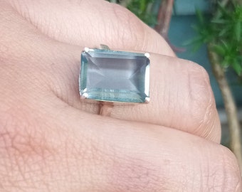 Rectangular Aqauamarine Ring · 10x14 Emerald Cut Gemstone Ring · Birthstone Ring · Yellow Gold Aqua Ring · Gifts For Mom ·Aquamarine Jewelry