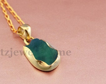 Raw Green Fluorite Stone Pendant Necklace: Braided Energy Protection