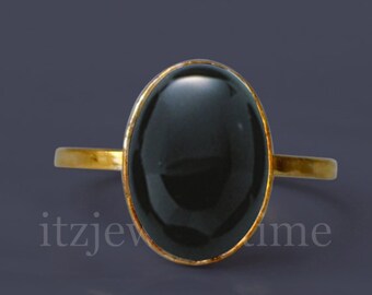 Handgjord ring i svart onyx 925 silver: Boho Statement-smycken