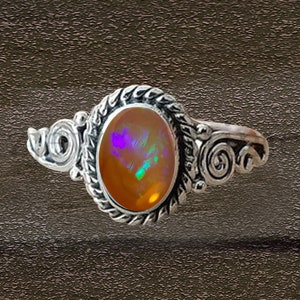 Natürlicher Opal Ring - Brauner Opal Silber ring - Damen Opal Ring - Oktober Geburtsstein Opal Ring - keltischer Ring - 925 Sterling Silber