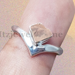 Handmade Raw Rose Quartz Ring: Boho Crystal Jewelry