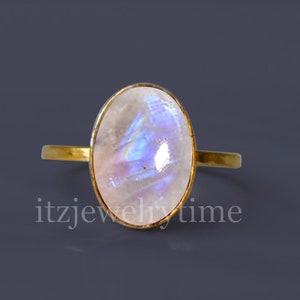 Rainbow Moonstone Ring, Gold Moonstone Ring, Oval Moonstone Ring, Moonstone Stacking Ring, 925 Silver 14K Gold Filled Moonstone Ring,