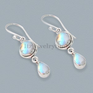 Rainbow Moonstone Earrings, Moonstone Jewelry, Moonstone Drop Earrings, 925 Silver, Sterling Silver, Rose Gold Filled, Gifts For Her