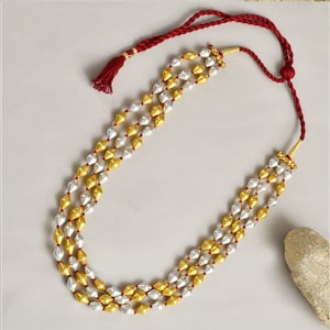 Silver Dholki Mala- Indian Dholki Mala- Bormala- Dholki Beads Necklace- Indian Jewelry- Maharashtrian jewellery- Kolhapuri Dholki Necklace