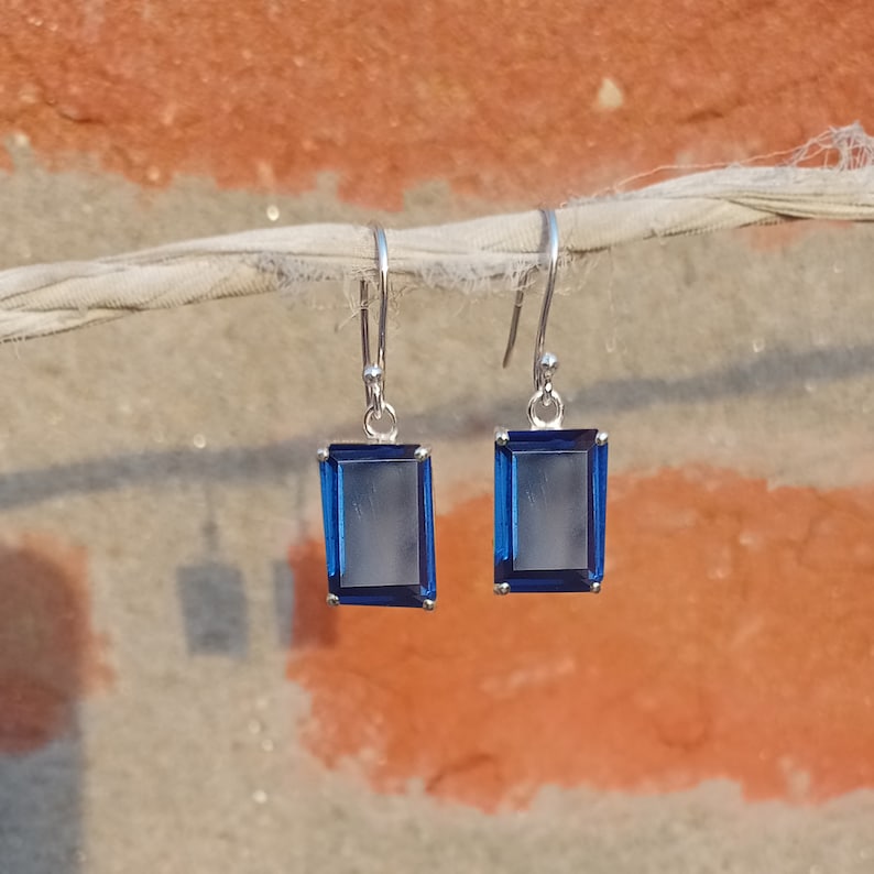 Blue Sapphire Earring Blue Stone Earring Dainty Earring Sterling Silver