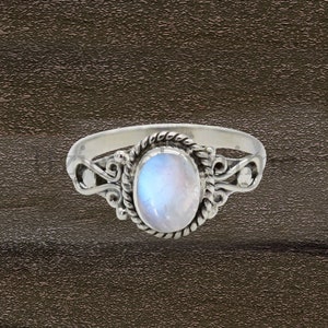 Genuine Moonstone Ring, Moonstone Silver Ring, Handmade Moonstone Ring, Moonstone Ring, Boho Ring, Moon Stone Ring, Rainbow Moonstone Ring