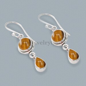 Tiger Eye Gemstone Drop Earrings: Emotional Balance Jewelry
