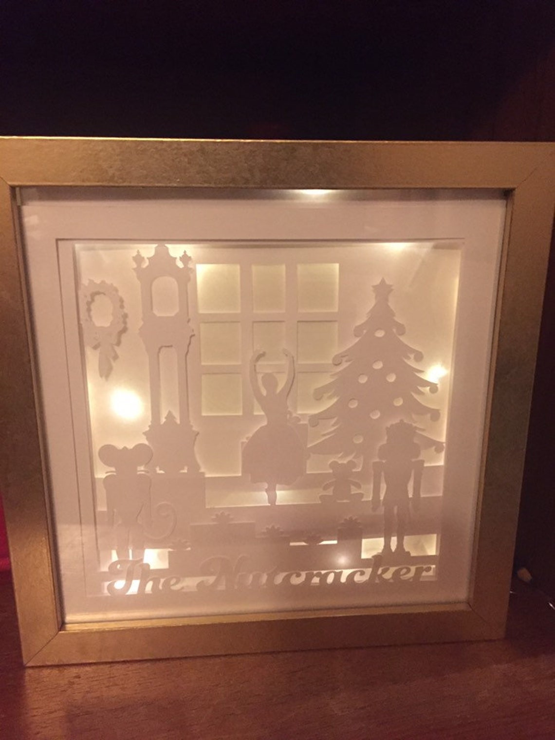 Nutcracker Lighted 3D Shadow Box gold frame with battery Etsy