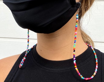 Face Mask Chain, Rainbow Lanyard, Multicolor facemask chain, colorful facemask, mask holder, face mask cord