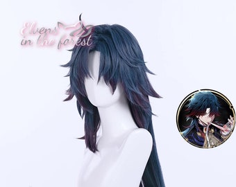 Honkai: Star Rail Blade Wig cosplay Men's Wig - Brown Red Wig Performance Props Wig Long Hair - Character Badge - Comic Exhibition Props