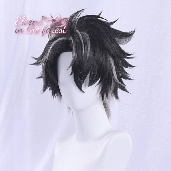 Genshin Impact Wriothesley Wig - Black Grey Wig Genshin COSPLAY Wig Prop Accessories False Hair cospaly Long Hair Anime Boy