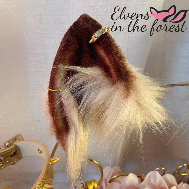 Brown Wolf Tail Coffee Wolf Ears and Collarscosplaybutt Etsy