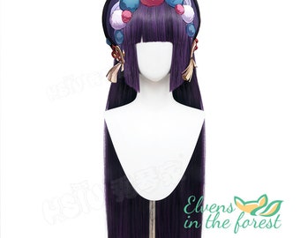 Genshin Impact YunJin wig Genshin - purple long hair - COSPLAY wig animation exhibition wig Barbatos Mondstat game character wig