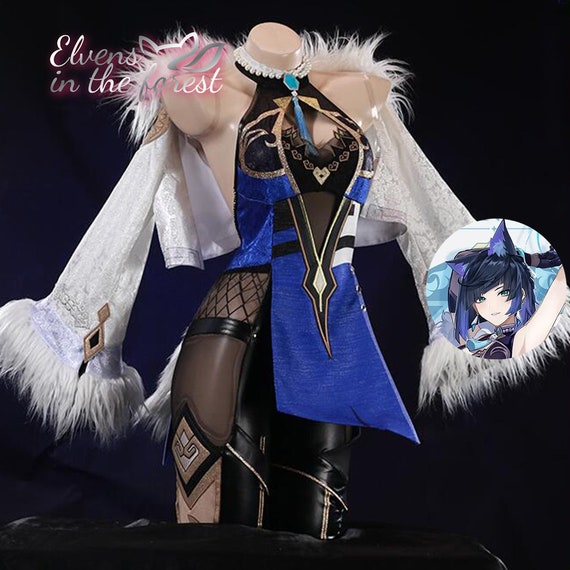Recuerdo Prefacio Acumulativo Genshin Impact Yelan COSPLAY Disfraz-Peluca azul-Anime Mujer - Etsy México