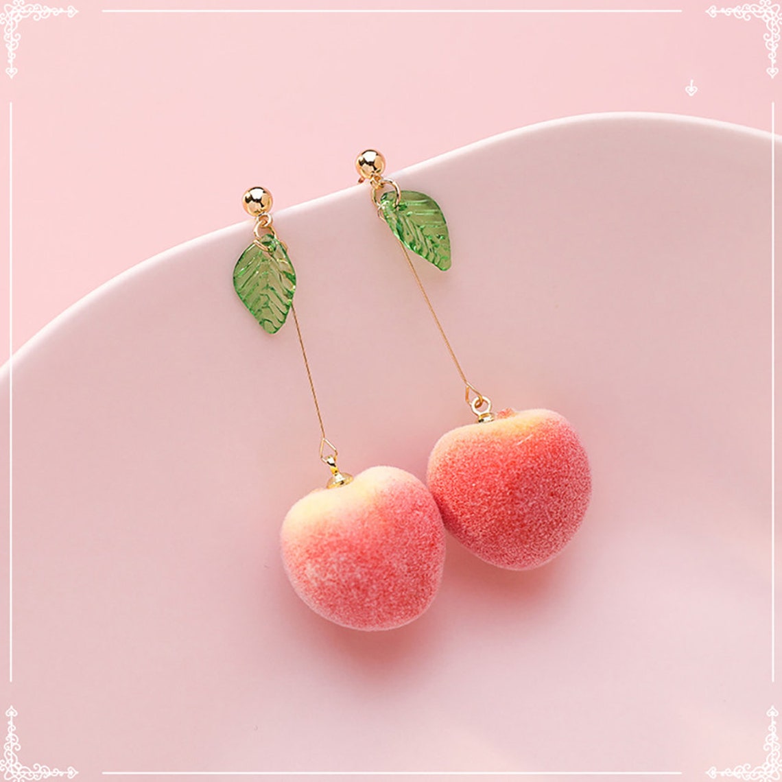 Peach EarringsHandmadeImitation PeachSweet Etsy