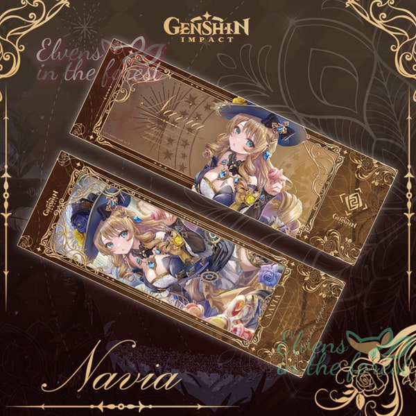 Genshin Impact Fontaine Chiori/Navia/Neuville/Wriothesley character drawing double-sided stamping bookmark  - Genshin Impact character laser