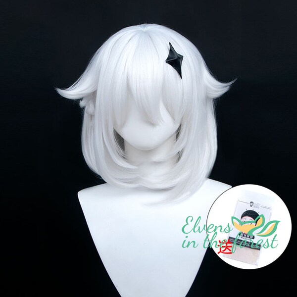 Genshin Impact Paimon wig Genshin silver short hair-COSPLAY wig animation exhibition wig Barbatos Mondstat game character wig