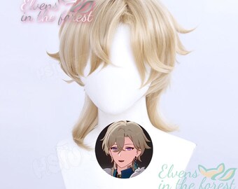 Honkai: Star Rail Aventurine Wig Two colors - silver brown/light brown cosplay men's Wig Performance Props Wig Short Hair Character Badge