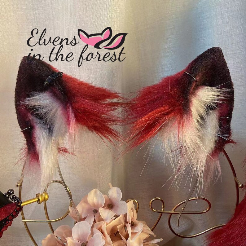 Blood Wolf Tail Red Wolf Ears and Collars COSPLAY Butt Etsy